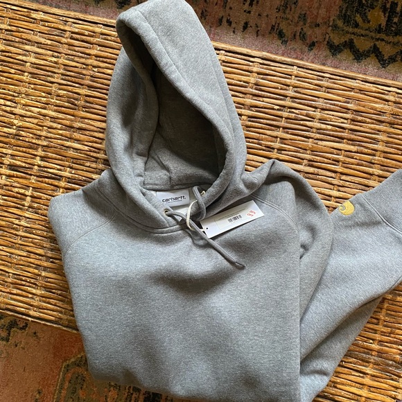 NWT Carhartt WIP Chase Hooded Sweatshirt in Heather Gray - Picture 3 of 6